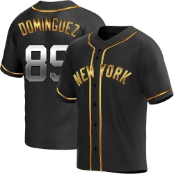 Jasson Dominguez New York Yankees Men's Replica Alternate Jersey - Black Golden