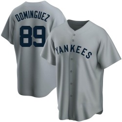 Jasson Dominguez New York Yankees Men's Replica Road Cooperstown Collection Jersey - Gray