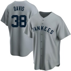 J.D. Davis New York Yankees Men's Replica Road Cooperstown Collection Jersey - Gray